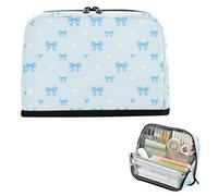 miaozhen Trousse à crayons de grande capacité portable pour homme, bureau, aquarelle, nœud bleu clair, bolsa para herramientas