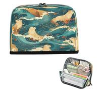 miaozhen Trousse à crayons de grande capacité pour adolescentes, filles, bureau, chiens de mer japonais, vagues de l'océan, cartuchera para lapices nina grandes