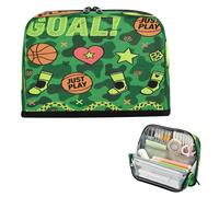 miaozhen Trousse à crayons de grande capacité pour enfants - Motif léopard et boule verte - Pour enfants - Pour l'école intermédiaire