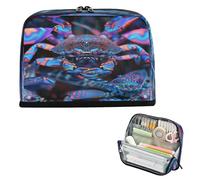 miaozhen Trousse à crayons de grande capacité pour filles, lycée, fer à cheval, crabe, acier fluo, bleu clair, lapiceras para ninas