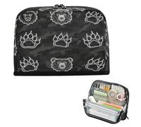 miaozhen Trousse à crayons de grande capacité pour fournitures de bureau, étudiants, école, empreintes de pattes d'animaux, gris et noir, bolsa para herramientas