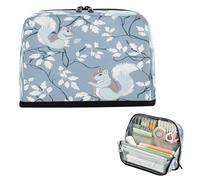 miaozhen Trousse à crayons de grande capacité pour le maquillage, grande capacité, pour étudiant, lycée, style William Morris, écureuil, bleu layette, lapiceras estuche para ninos
