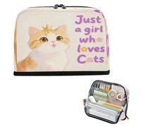 miaozhen Trousse à crayons de grande capacité - Robuste et multifonction - Pour filles - Fournitures scolaires - Just A Girl Who Loves Cats lapiceras para ninos