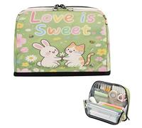 miaozhen Trousse à crayons de grande capacité - Sac de rangement multifonction pour étudiants et fournitures scolaires - Love Is Sweet Animal Bunny Cat lapiceras para ninas