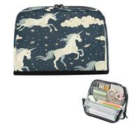 miaozhen Trousse à crayons de grande capacité, sac de rangement multifonctionnel, sac de papeterie pour infirmière, université, licornes animées, bleu nuit, estuches para el colegio