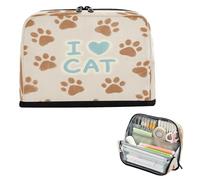 miaozhen Trousse à crayons de grande capacité - Sac de rangement vertical léger pour homme - Pour le bureau - I Love Cats Paw - Kaki lapicera para ninas