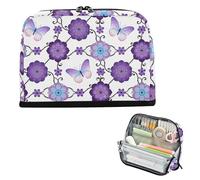 miaozhen Trousse à crayons de grande capacité, sac simple pour étudiant, université, bohème, violet, papillon, fleur, bolsa para herramientas