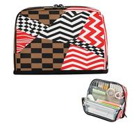 miaozhen Trousse à crayons de grande capacité - Trousse de maquillage robuste pour homme - Pour bureau - Motif géométrique irrégulier - Motif à carreaux - Bolsa para lapices de ninos