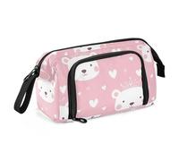 miaozhen Trousse à crayons d'école de grande capacité avec fente pour fournitures scolaires pour adolescentes filles maternelle dessin animé mignon blanc ours Saint-Valentin cartucheras para el