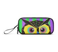 miaozhen Trousse à crayons en nylon avec illustration de chouette noire à rayures colorées de grande capacité avec fermeture éclair pour collège infirmière estuche para