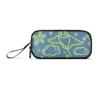miaozhen Trousse à crayons en nylon avec motif animal océan, étoile de mer, chartreuse, gris, grande capacité, pour l'école, les adolescentes, les filles estuche para