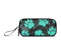 miaozhen Trousse à crayons en nylon avec motif empreintes de pieds d'ours turquo noir camouflage grande capacité avec fermeture éclair pour infirmière du lycée estuche para