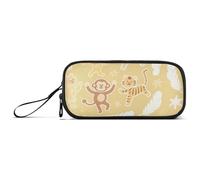 miaozhen Trousse à crayons en nylon - Motif animal mignon - Lion - Girafe - Nuage - Jaune et blanc - Haute capacité - Organiseur de papeterie pour enfants du collège