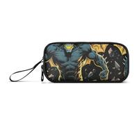 miaozhen Trousse à crayons en nylon pour adolescent - Style Anime - Monstre maléfique - Noir et jaune - Haute capacité - Trousse de rangement pour l'école - Papeterie pour collège adolescent garçon