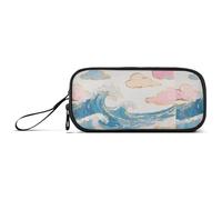 miaozhen Trousse à crayons en nylon pour garçons - Nuages et vagues de bon augure - Grande capacité - Fermeture éclair - En maille - Pour l'école