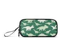 miaozhen Trousse à crayons en nylon - Silhouette de dinosaure - Tricératops - Vert - Haute capacité - Papeterie pour femme