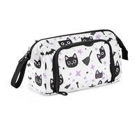 miaozhen Trousse à crayons multifonction de grande capacité avec fermeture éclair pour enfants, bureau, dessin animé, mignon, noir, Halloween, chat, chauve-souris, cartuchera para lapices de nina