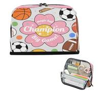 miaozhen Trousse à crayons portable de grande capacité pour le collège, les étudiants, les écoles, les jeux de balle magique, panier de football, ballon de football, imprimé floral rose, utiles