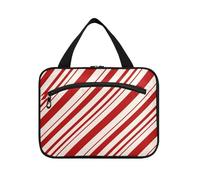 miaozhen Trousse de maquillage de voyage à rayures rouges et blanches à large ligne avec crochet, design compact pour les essentiels pour les femmes maletín para maquillaje L, Ligne large rayée rouge