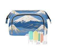 miaozhen Trousse de maquillage japonaise bleue et blanche Mount Fuji pour femme Essentiels Porte-monnaie Portefeuille pour articles personnels Organiseur maquillage para, Mont Fuji japonais bleu et