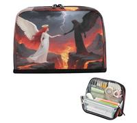 miaozhen Trousse de maquillage robuste de grande capacité pour enfants, fournitures scolaires, anges et diables, volcan feu, bolsas para eramientas