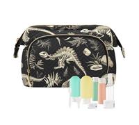 miaozhen Trousse de maquillage squelette dinosaure noir foncé pour femme avec fermeture éclair pour trousse de toilette voyage monedero chico para monedas, Squelette dinosaure noir foncé, Moderne