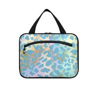 miaozhen Trousse de toilette à suspendre avec crochet - Motif guépard bleu doré - Design imperméable - Pour voyage - Taille L, Imprimé guépard bleu mystère doré, Moderne