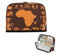 miaozhen Trousse de transport haute capacité pour adultes - Continent africain rétro orange marron estuches para el colegio
