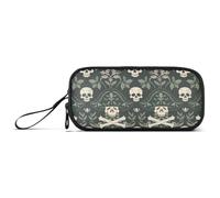 miaozhen Trousse scolaire en nylon style William Morris Pirates Vert foncé | Trousse à crayons haute capacité pour école primaire adolescents estuche para