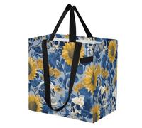 miaozhen Ukiyo-e Sac fourre-tout en toile épaisse pour la cuisine, les courses, les courses et le linge Motif tête de mort japonaise Bleu marine