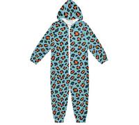 miaozhen Vêtements de nuit Pyjama de vacances en polaire à capuche Imprimé léopard Orange Cyan Bleu Fantaisie Pyjama 1 pièce pour enfants Unisexe Vêtements de maison Pyjama 5-14T pour ninos 1 pièce