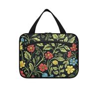 miaozhen Wild Flower Trousse de toilette à suspendre pour femme avec crochet, design chic pour femme organisateur de voyage pour maquillage para L, Fleur sauvage rouge jaune noir, Moderne