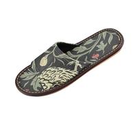 miaozhen William Morris Chaussons d'intérieur et d'extérieur réutilisables antidérapants Motif poule Rouge foncé Noir, William Morris Poulet Rouge Foncé Noir, 37.5/38 EU