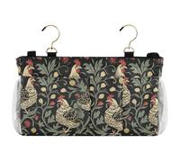 miaozhen William Morris Sac de rangement à suspendre en forme de poule rouge foncé et noir pour dortoir ou dortoir et rails de lit d'hôpital