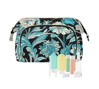 miaozhen William Morris Trousse à maquillage de voyage avec fermeture éclair pour organiseur de voyage Bleu sarcelle, william Morris Bleu sarcelle Fleur, Moderne