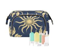 miaozhen William Morris Trousse de maquillage portable pour voyage et salle de bain Bleu foncé, Motif william Morris soleil bleu foncé, Moderne
