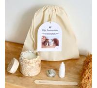 Miartisanat Kit DIY Bougie en Jesmonite - Contenant à bougie effet marbre - Idée cadeau originale et créatif Guide pas à pas inclus - Marbre Beige