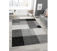 Mia's Tapis « Mosaix » Tapis Moderne à Poils Courts et denses - pour Salon et Chambre à Coucher - avec Contours découpés - Motif géométrique - À Carreaux - Gris - 140 x 200 cm