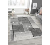 Mia's Tapis « Mosaix » Tapis Moderne à Poils Courts et denses - pour Salon et Chambre à Coucher - avec Contours découpés - Motif géométrique - À Carreaux - Gris - 80 x 140 cm