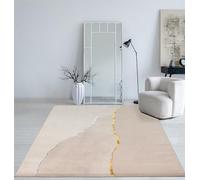 Mia's Teppiche Cielo Tapis Moderne à Poils Ras Denses, Salon, Chambre, Brillant Élégant, Fibre Brillante, Effet Relief, Plume,Crème,120 x 170 cm