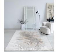 Mia's Teppiche Cielo Tapis Moderne Dense à Poils Courts, Salon, Chambre à Coucher, Brillant élégant, Fibre Brillante, Effet très Profond, Plume, Grey, 160 x 230 cm