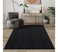 Mia's Teppiche Comfort Tapis Moderne Moelleux à Poils Courts, Dessous antidérapant, Lavable à 30 degrés, Super Doux, Aspect Fourrure, Noir, 160 x 160 cm