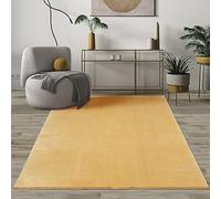 Mia's Teppiche Comfort Tapis Moderne Moelleux à Poils Courts, Dessous antidérapant, Lavable à 30 degrés, Super Doux, Aspect Fourrure, Or, 120 x 120 cm