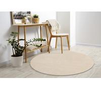 Mia's Teppiche Comfort Tapis Moderne Moelleux à Poils Courts, Dessous antidérapant, Lavable à 30 degrés, Super Doux, Aspect Fourrure, Beige, 160 x 160 cm
