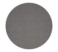 Mia's Teppiche "Lara - Tapis d'extérieur, pour balcons, terrasses et vérandas, résistant aux intempéries et aux UV, Tissage Plat, Anthracite, 120 cm Rond