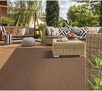 Mia's Teppiche "Lara - Tapis d'extérieur, pour balcons, terrasses et vérandas, résistant aux intempéries et aux UV, Tissage Plat, Marron, 160 x 220 cm