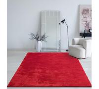 Mias Teppiche Mia´s Tapis Taos Tapis Moelleux à Poils Courts, Dessous antidérapant, Lavable à 30 degrés, Super Doux, Aspect Fourrure, Rouge, 140 x 200 cm