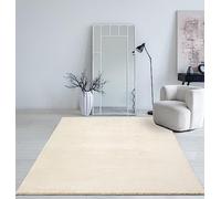 Mias Teppiche Mia´s Tapis Taos Tapis Moelleux à Poils Courts, Dessous antidérapant, Lavable à 30 degrés, Super Doux, Aspect Fourrure, Beige, 240 x 340 cm
