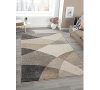 Mia's Teppiche Mosaïx Tapis Moderne à Poils Courts pour Salon et Chambre à Coucher, avec Contours découpés, Motif géométrique, à Carreaux, Beige, 240 x 330 cm