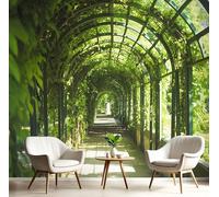 MIATCENRT 3D Papier Peint Parcs Paysage, Pergola Plantes Papier Peint Panoramique Pour Salon Restaurant Chambre D'Enfant Décoration Murale, 150x105cm (L×H), Sur Mesure Taille, Vert